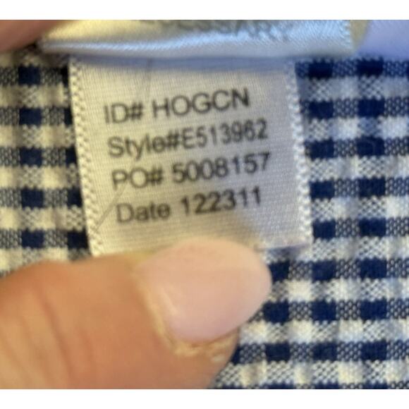 EILEEN WEST BLUE WHITE Gingham CHECK Lightweight SHORT Womens M WRAP ROBE - Picture 14 of 15